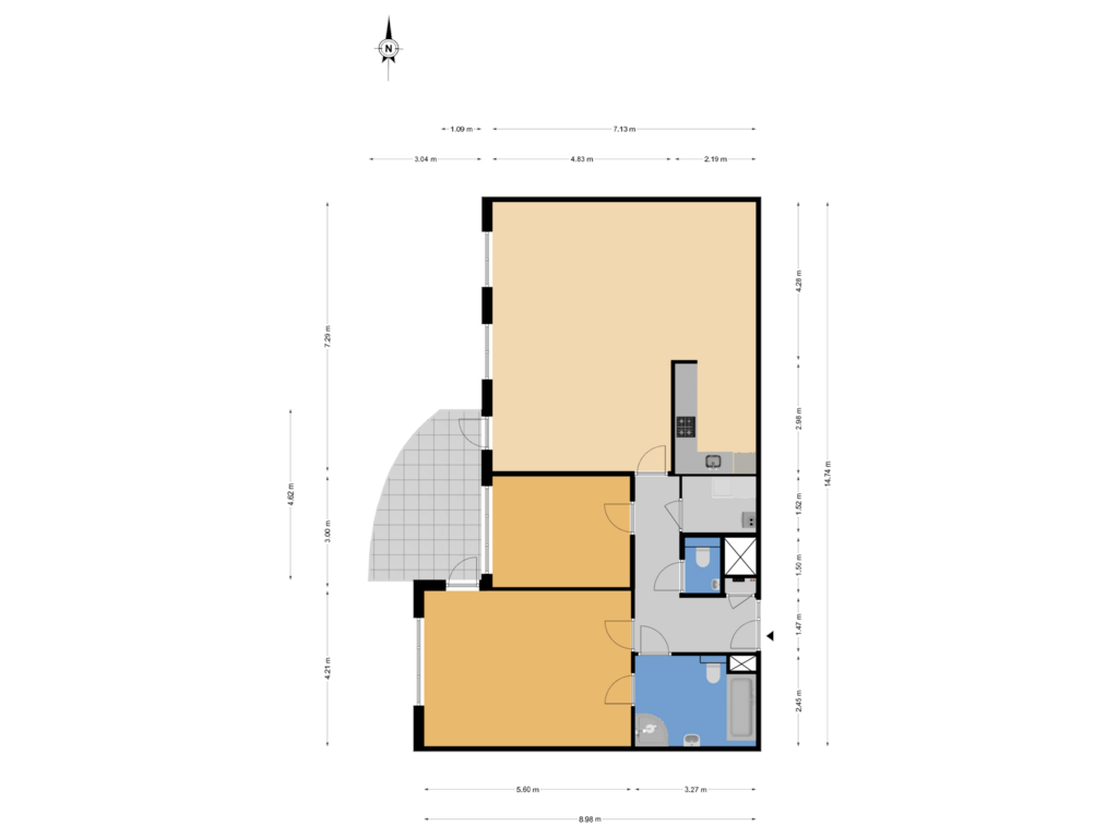 View floorplan of 2e verdieping of Moutstraat 85