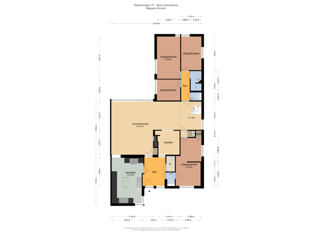 View floorplan of BEGANE GROND of Zwanenlaan 17