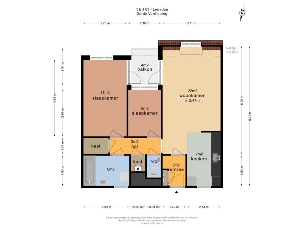 Bekijk plattegrond van DERDE VERDIEPING van 't Erf 63