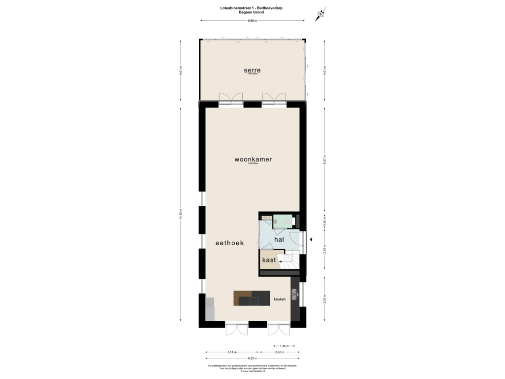 Bekijk plattegrond van BEGANE GROND van Lotusbloemstraat 1