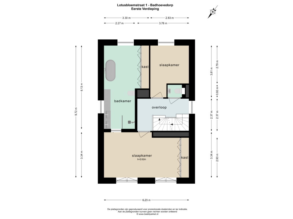 Bekijk plattegrond van EERSTE VERDIEPING van Lotusbloemstraat 1