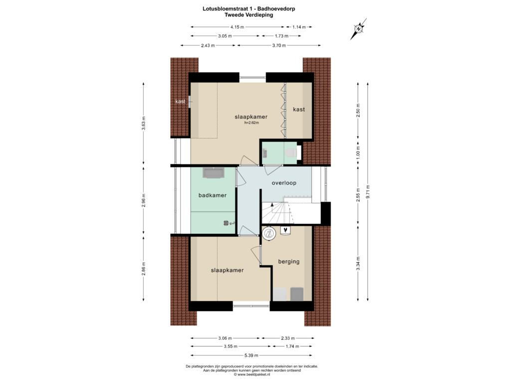 Bekijk plattegrond van TWEEDE VERDIEPING van Lotusbloemstraat 1