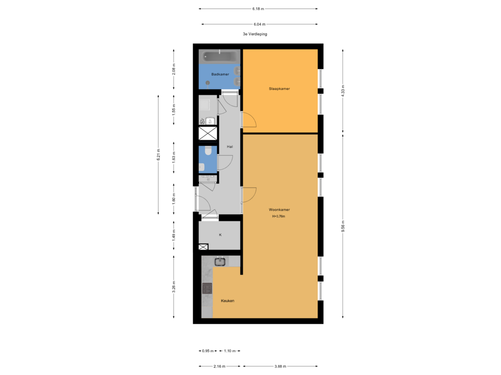 View floorplan of 3e Verdieping of Oostduinlaan 46-C