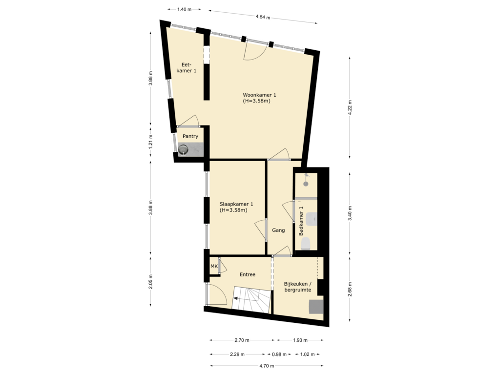 Bekijk plattegrond van begane grond van Maarland Zuidzijde 28