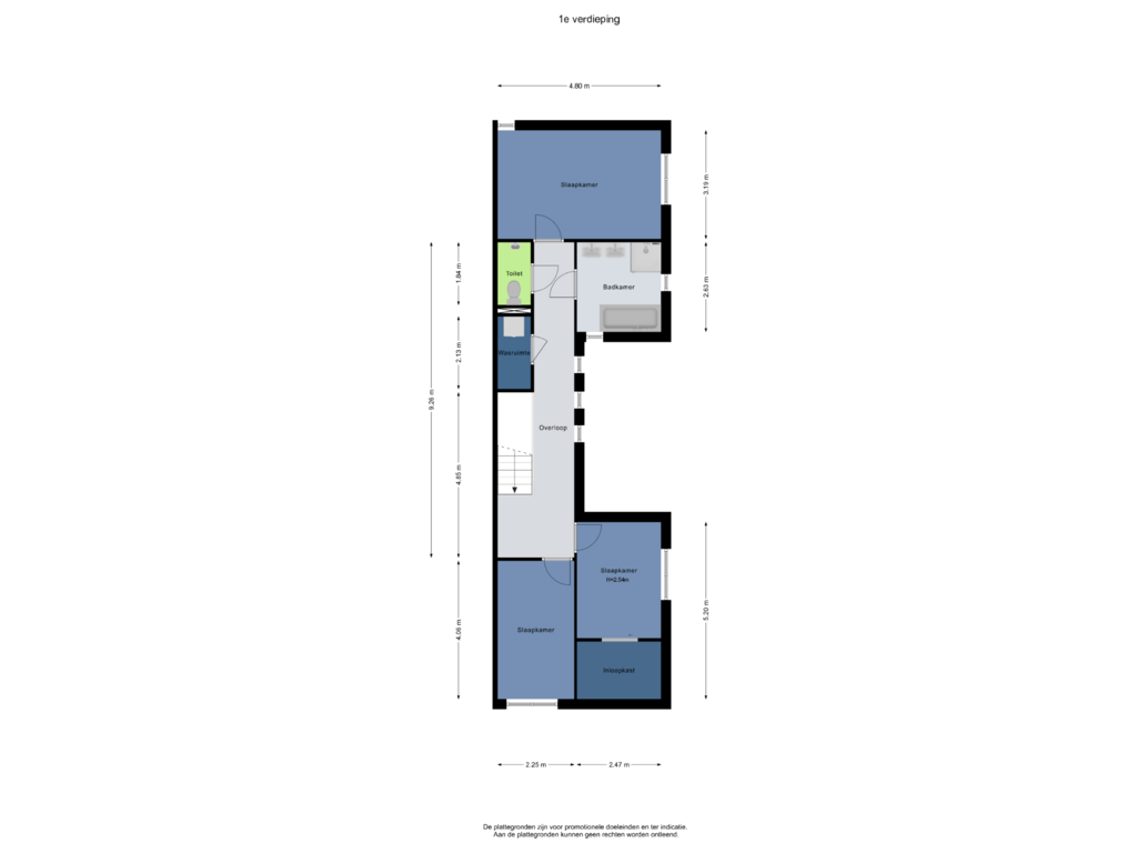 View floorplan of 1e verdieping of Pijlkruidstraat 1