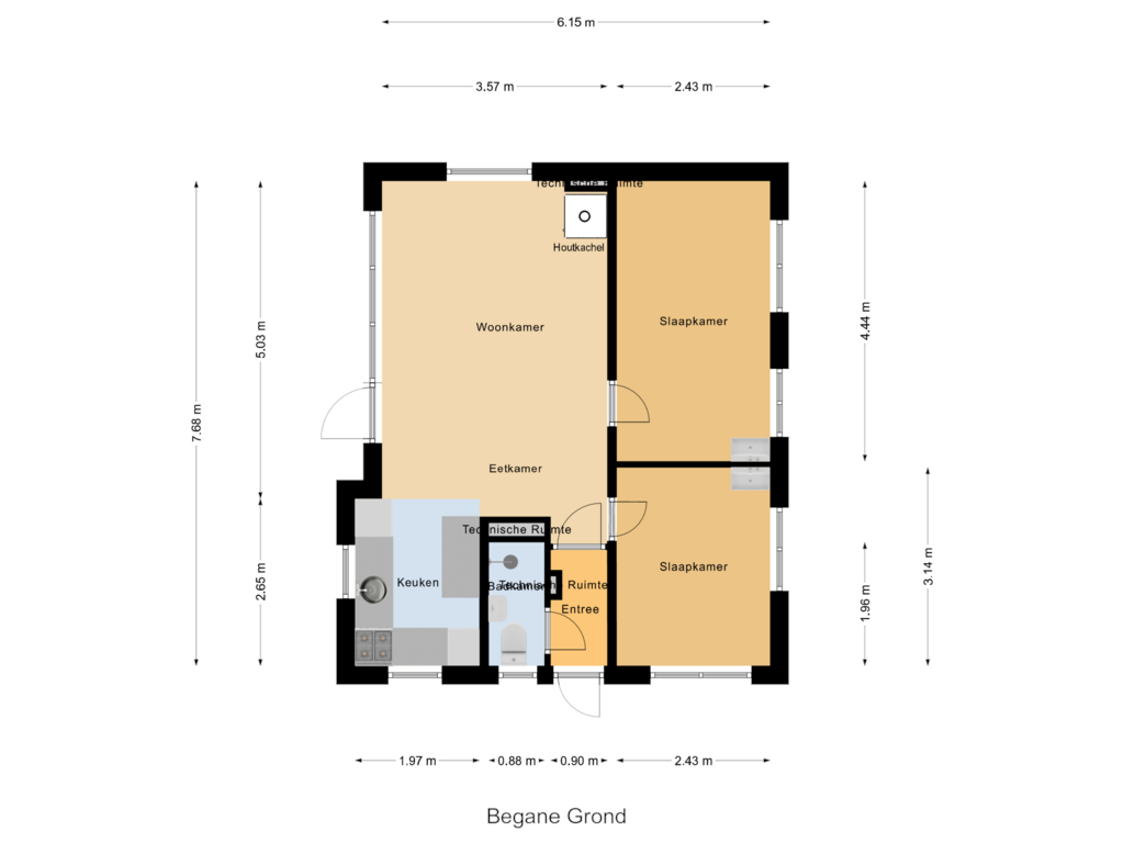 Bekijk plattegrond van Begane Grond van Kattenbergweg 1-79