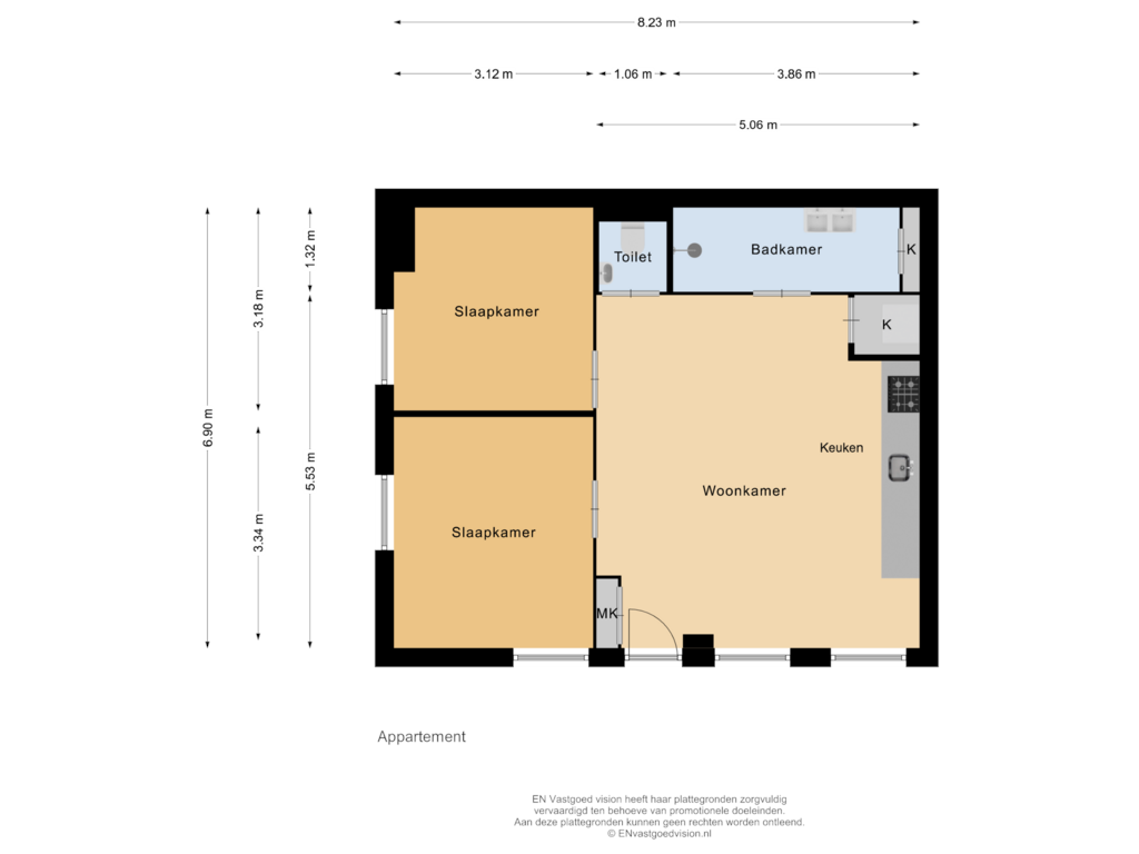 Bekijk plattegrond van Appartement van Westzijde 243-A