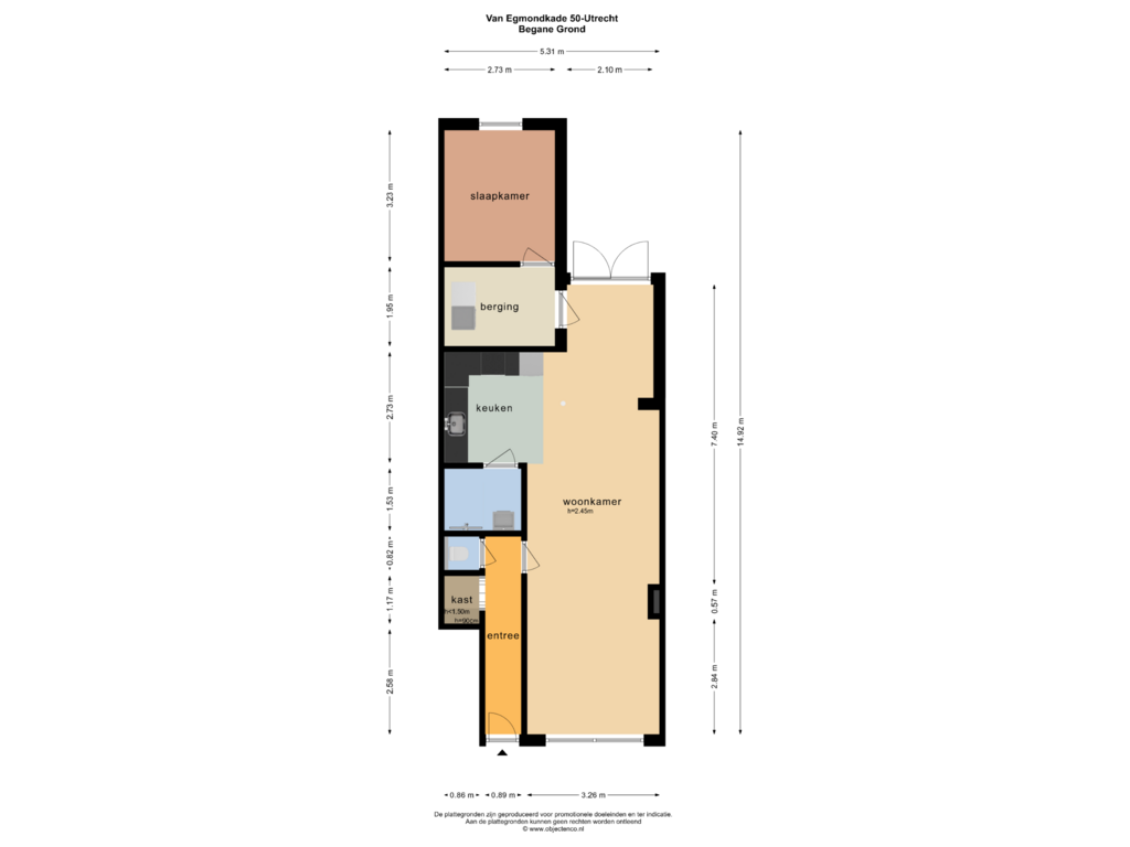 Bekijk plattegrond van BEGANE GROND van Van Egmondkade 50