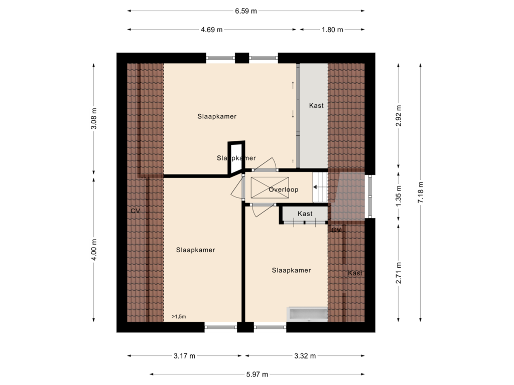 Bekijk plattegrond van Eerste verdieping van Startingerweg 32