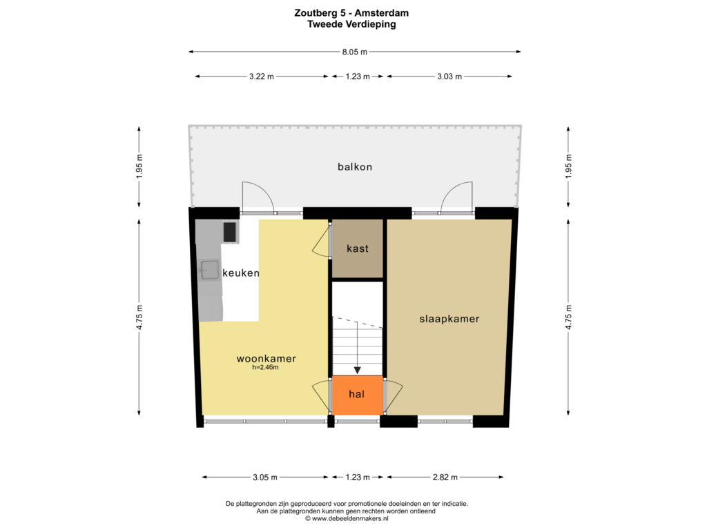 View floorplan of Tweede Verdieping of Zoutberg 5