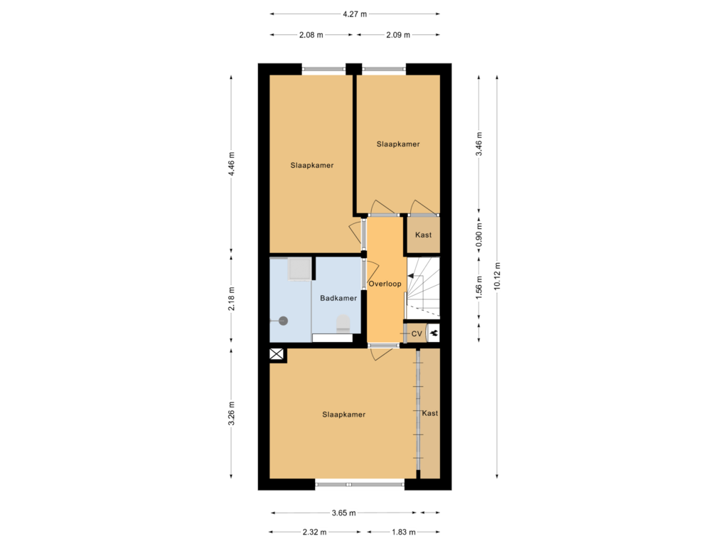 Bekijk plattegrond van Eerste verdieping van Reigerstraat 68