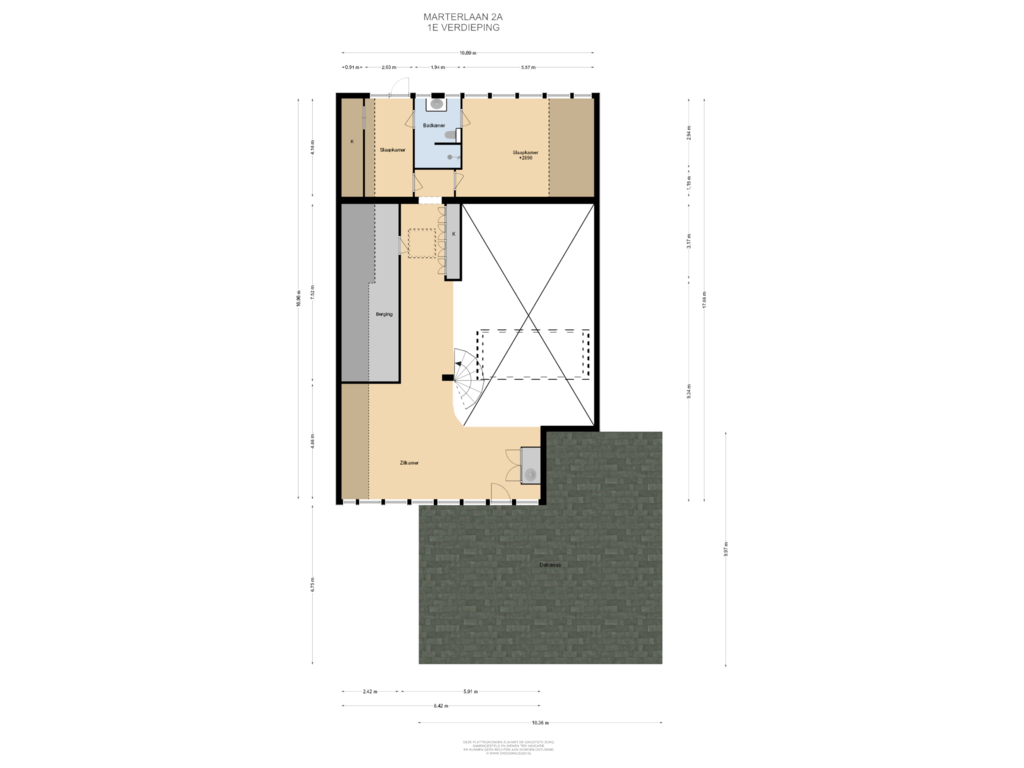 View floorplan of 1E Verdieping of Marterlaan 2-A