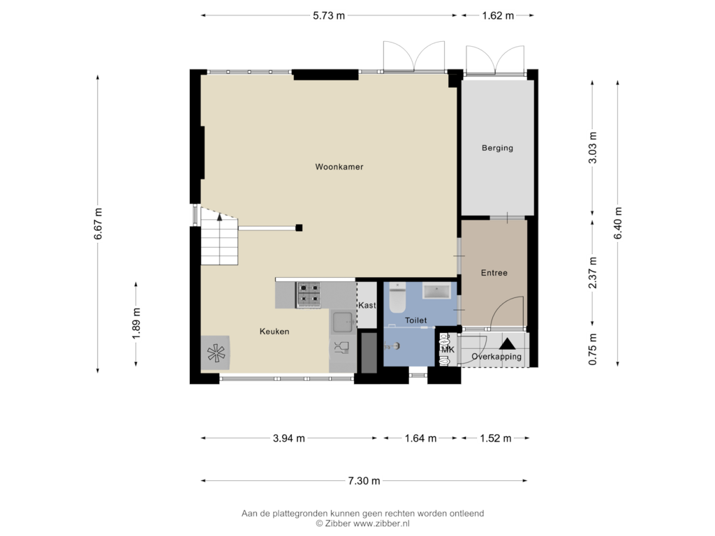 Bekijk plattegrond van Begane Grond van Rekerlanden 45