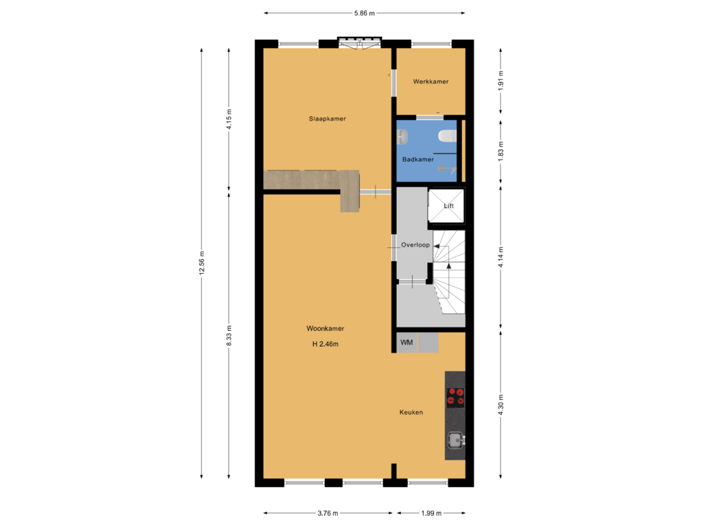 View floorplan of 1e verdieping of Quellijnstraat 109-1