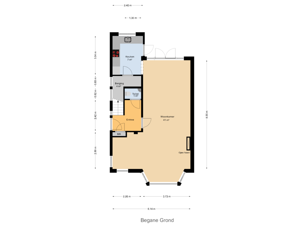 View floorplan of Begane Grond of Stationsweg 3-A