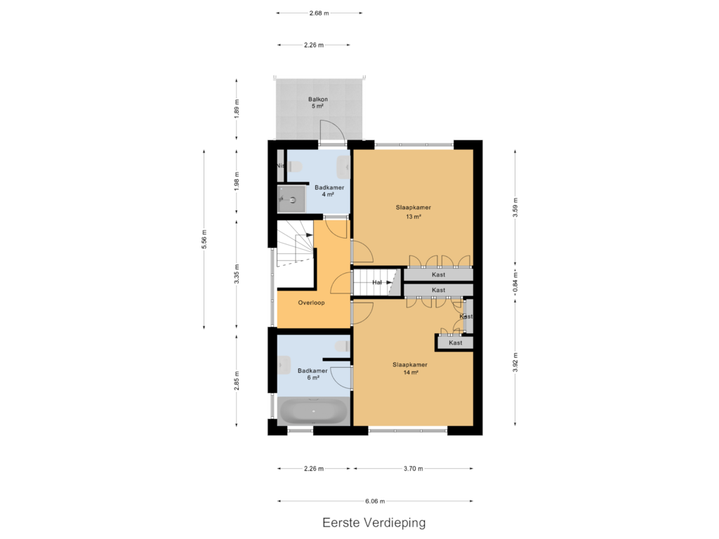 Bekijk plattegrond van Eerste Verdieping van Stationsweg 3-A