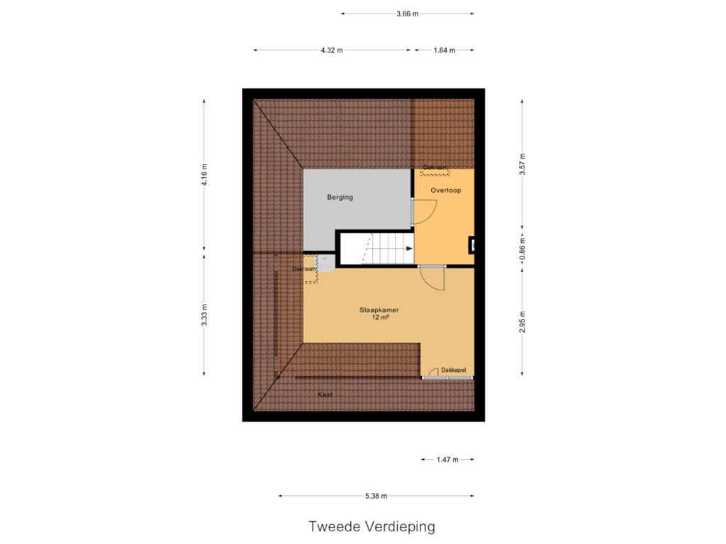 Bekijk plattegrond van Tweede Verdieping van Stationsweg 3-A