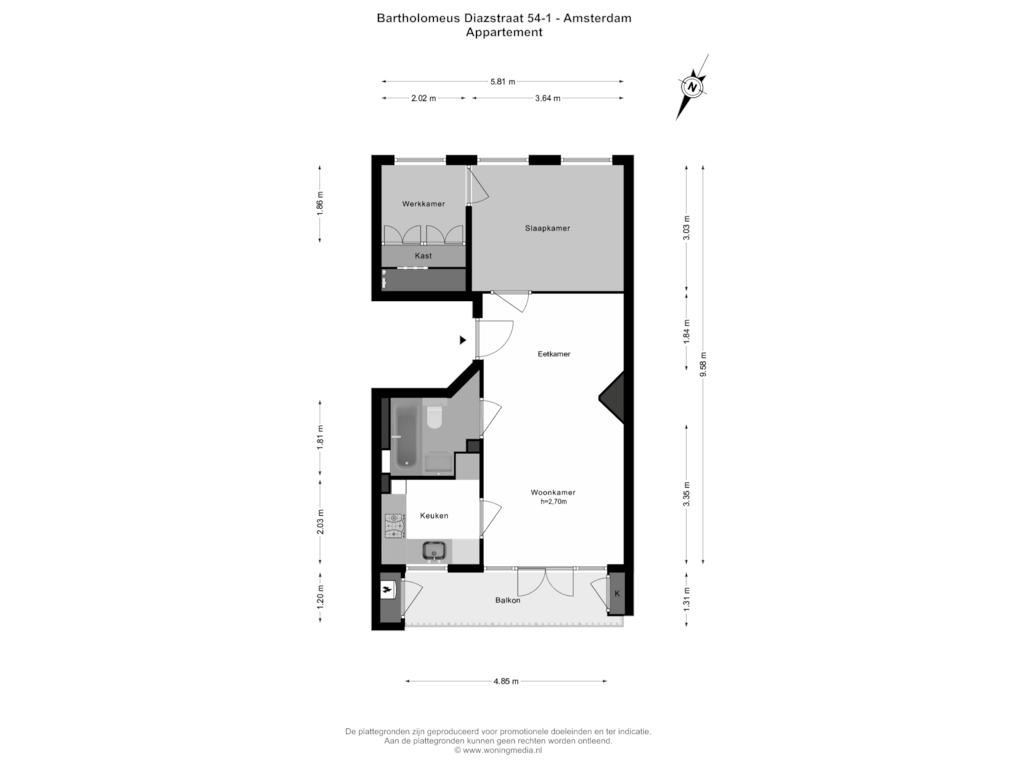 View floorplan of Appartement of Bartholomeus Diazstraat 54-1