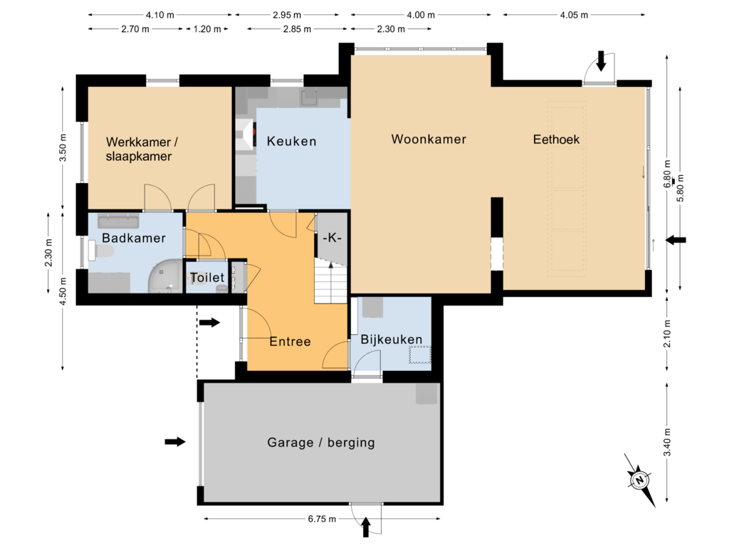 Bekijk plattegrond van Begane grond van De Kamp 13-B