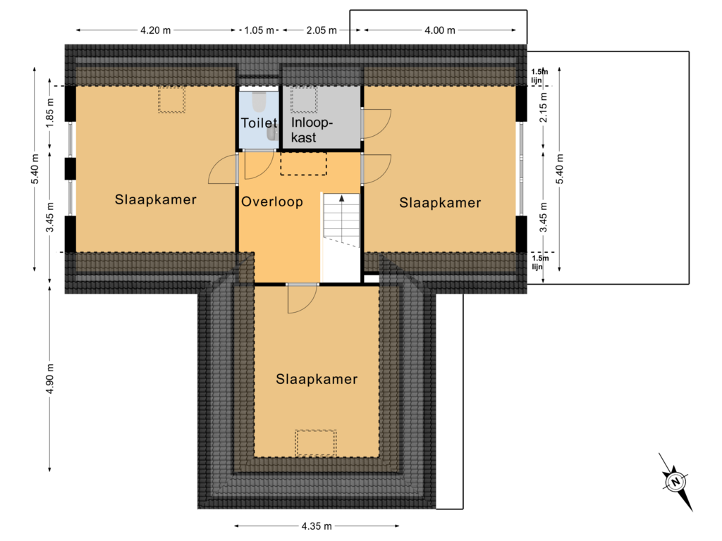 Bekijk plattegrond van 1e Verdieping van De Kamp 13-B