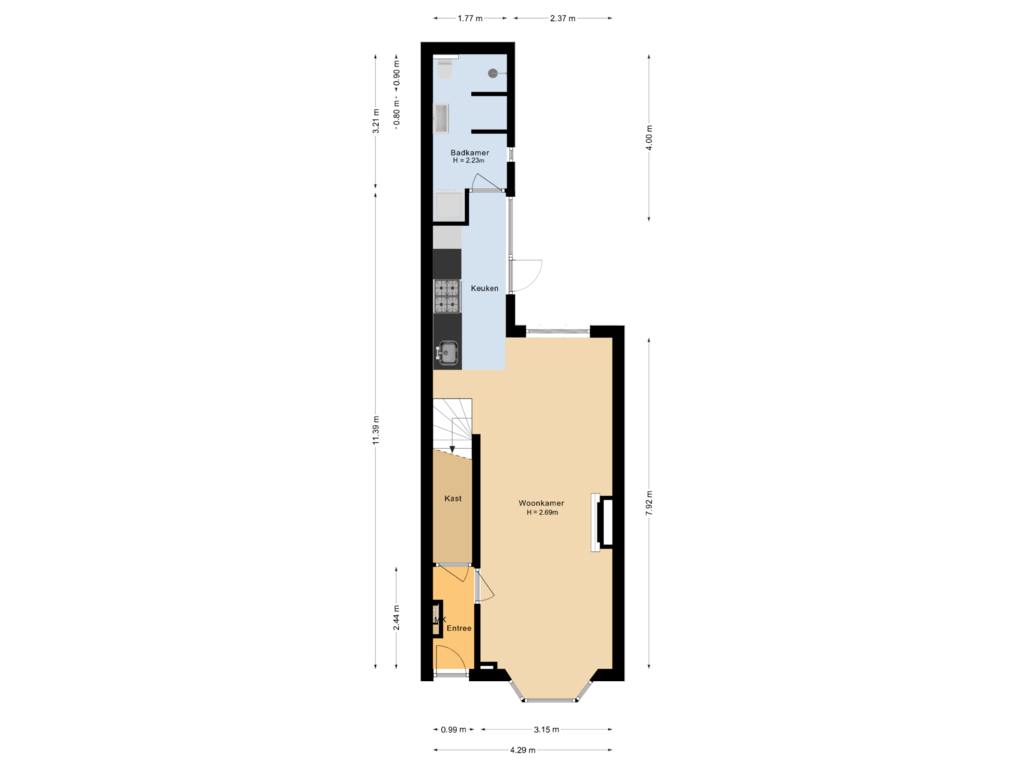 Bekijk plattegrond van Begane grond van Weteringkade 36