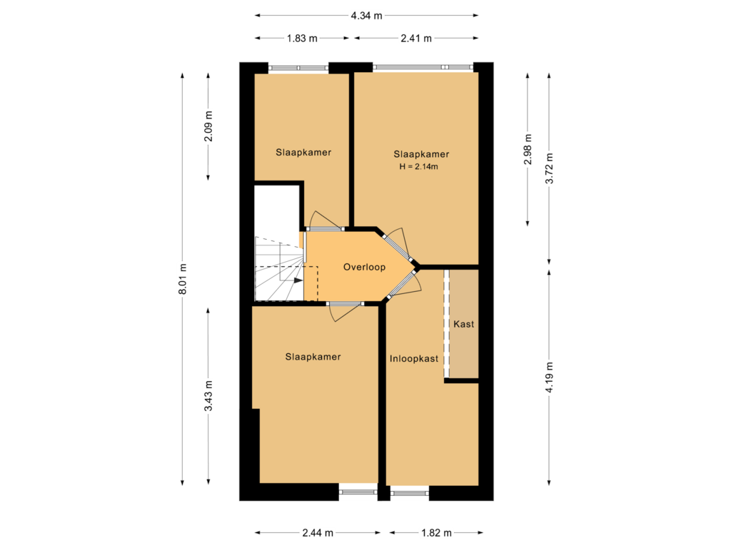 Bekijk plattegrond van Eerste verdieping van Weteringkade 36