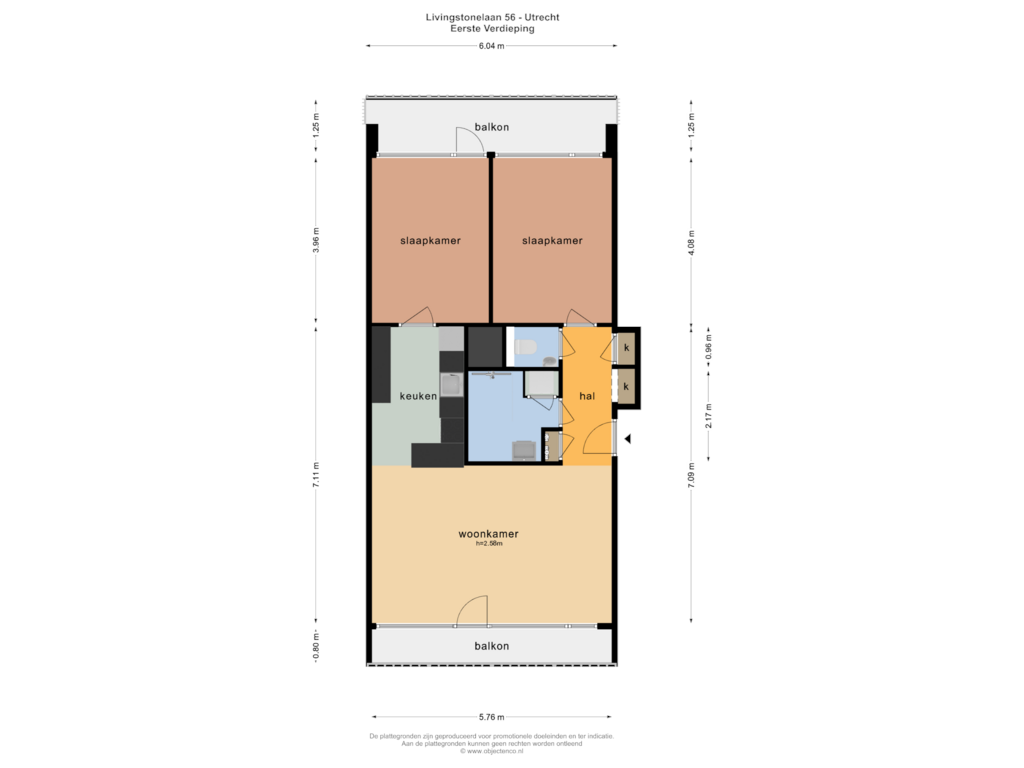 Bekijk plattegrond van EERSTE VERDIEPING van Livingstonelaan 56