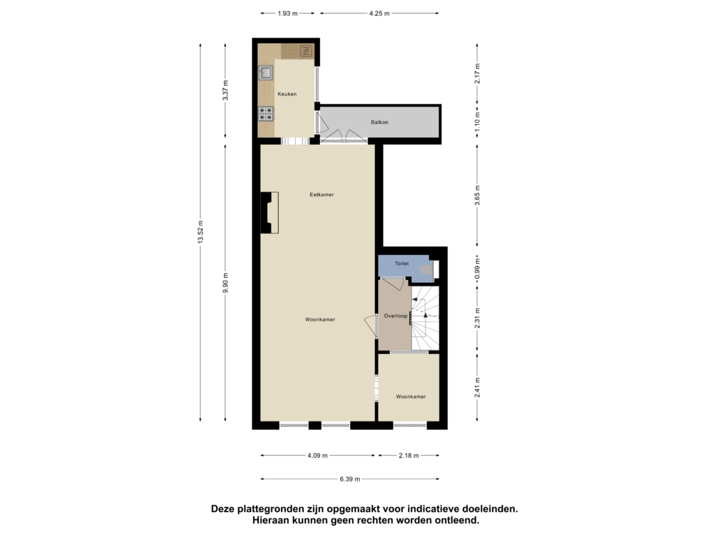 View floorplan of Eerste Verdieping of Kernstraat 25-A