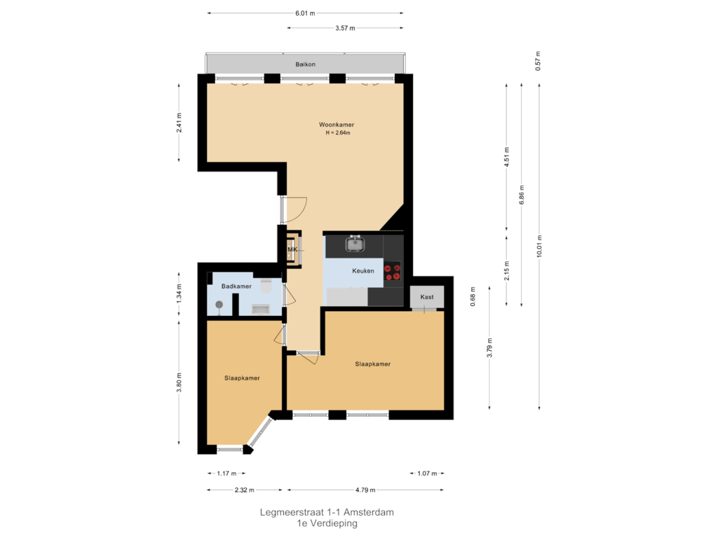 Bekijk plattegrond van 1e Verdieping van Legmeerstraat 1-1