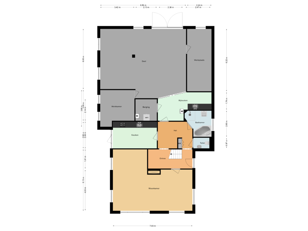 Bekijk plattegrond van Begane grond van Modderwijk 5