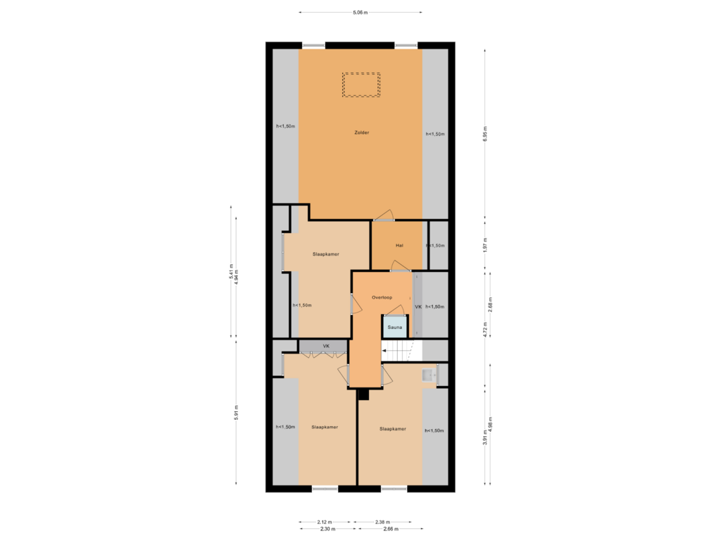 Bekijk plattegrond van Eerste verdieping van Modderwijk 5