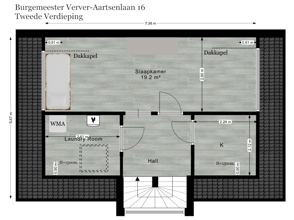 Bekijk plattegrond van Tweede Verdieping van Burgemeester Verver-Aartsenlaan 16