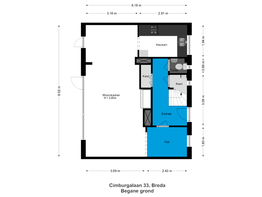 View floorplan of Begane grond of Cimburgalaan 33