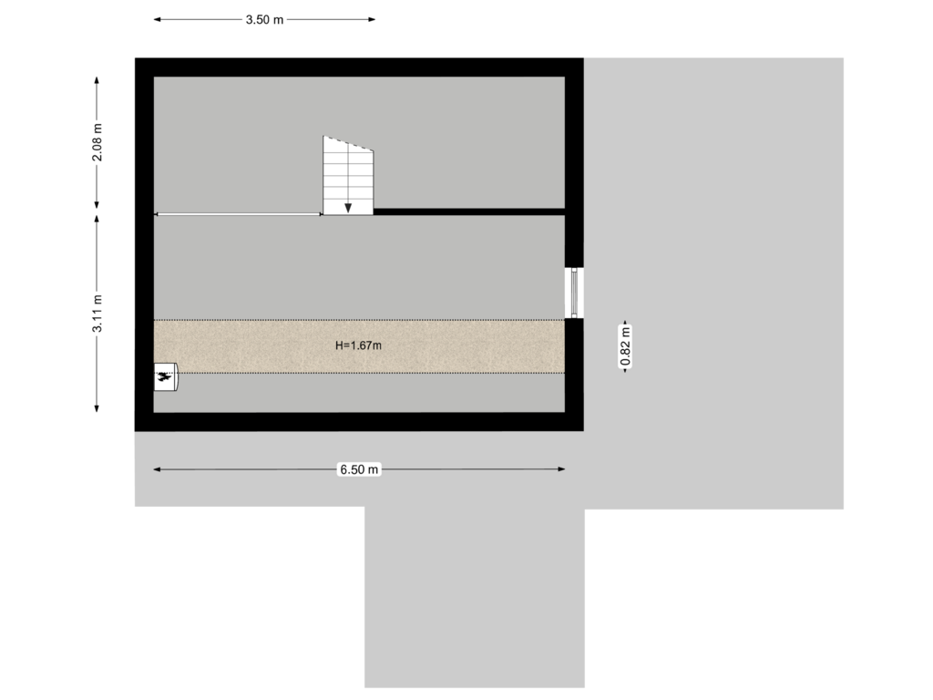 Bekijk plattegrond van Tweede verdieping van Liefkeshoek 2-A