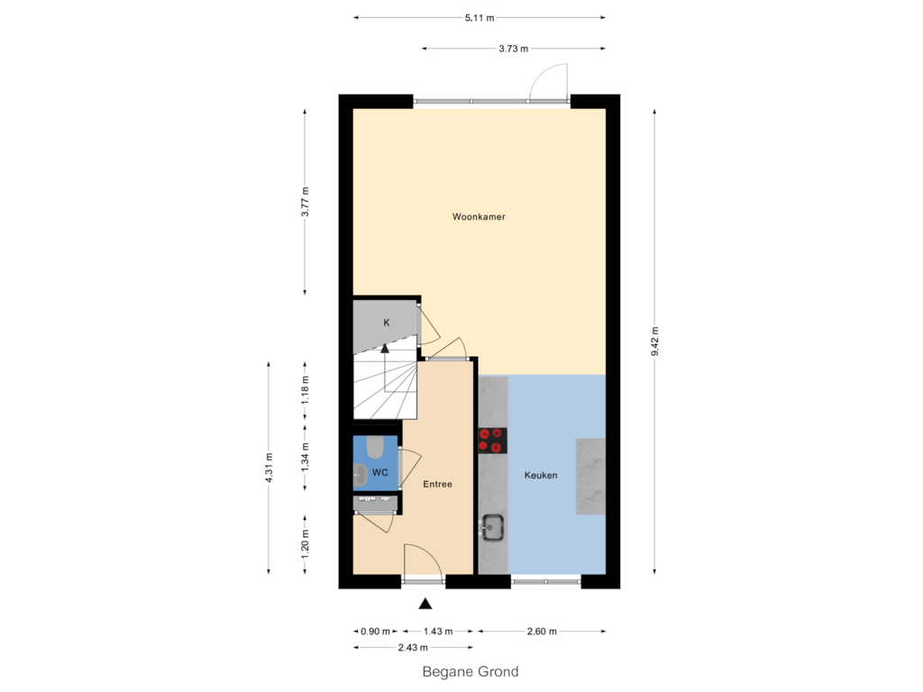 Bekijk plattegrond van Begane Grond van Burgemeester Van Staverenstraat 7