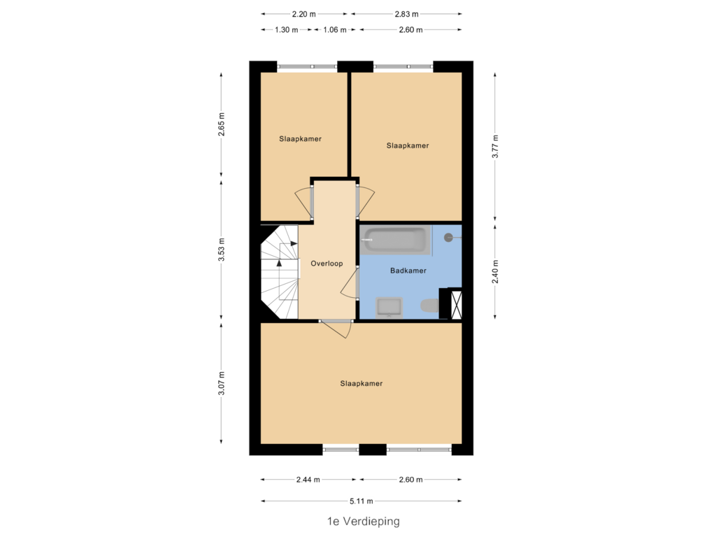 Bekijk plattegrond van 1e Verdieping van Burgemeester Van Staverenstraat 7