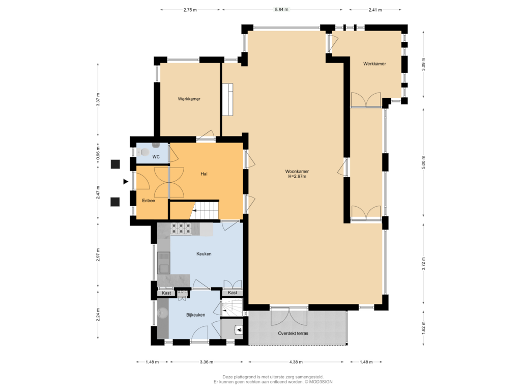 Bekijk plattegrond van Begane Grond van Marius Bauerlaan 8