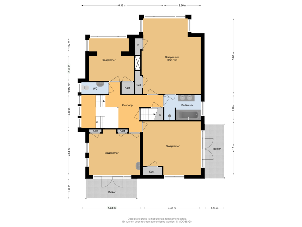 Bekijk plattegrond van 1e Verdieping van Marius Bauerlaan 8