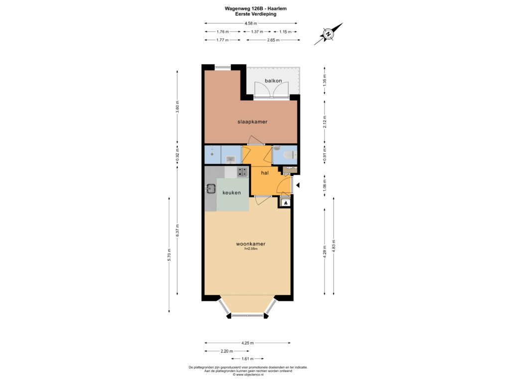 Bekijk plattegrond van EERSTE VERDIEPING van Wagenweg 126-B