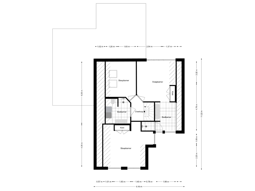 View floorplan of 1e Verdieping of Lindenlaan 64