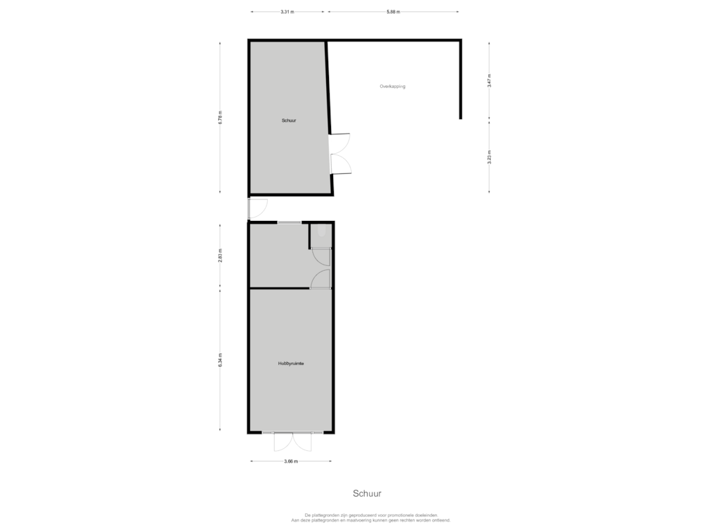 View floorplan of Schuur of Papesteeg 47