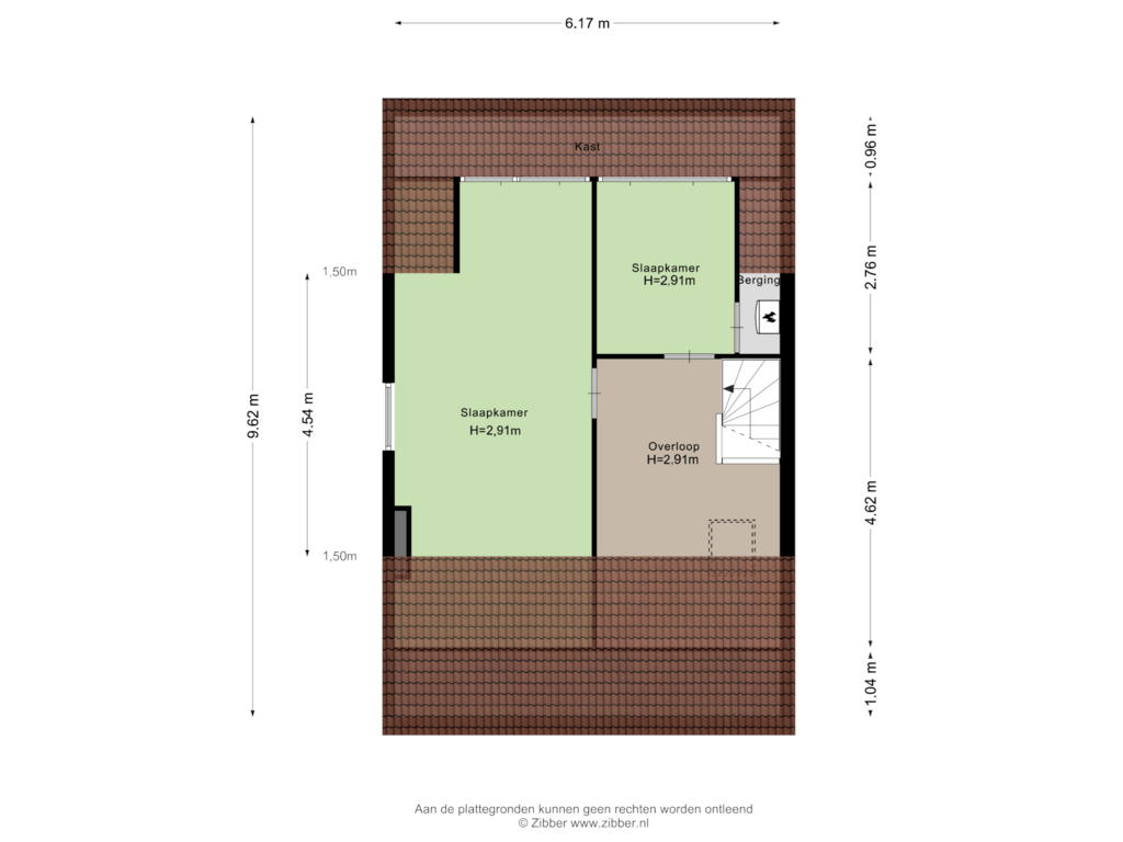 View floorplan of Tweede verdieping of Overschiese Kleiweg 490