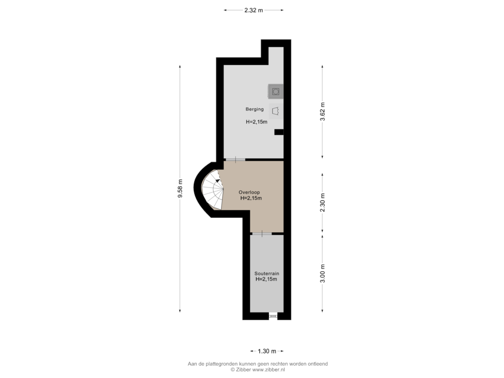 View floorplan of Souterrain of Overschiese Kleiweg 490