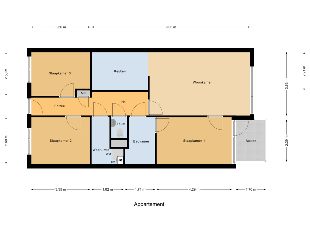 Bekijk plattegrond van Appartement van Verweystraat 76