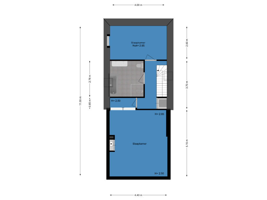 View floorplan of Etage of Stoofsteeg 4-B