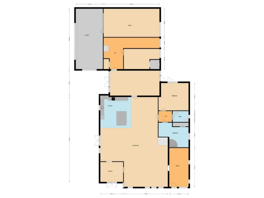 Bekijk plattegrond van Begane grond stolp en bijgebouw van Herenweg 57