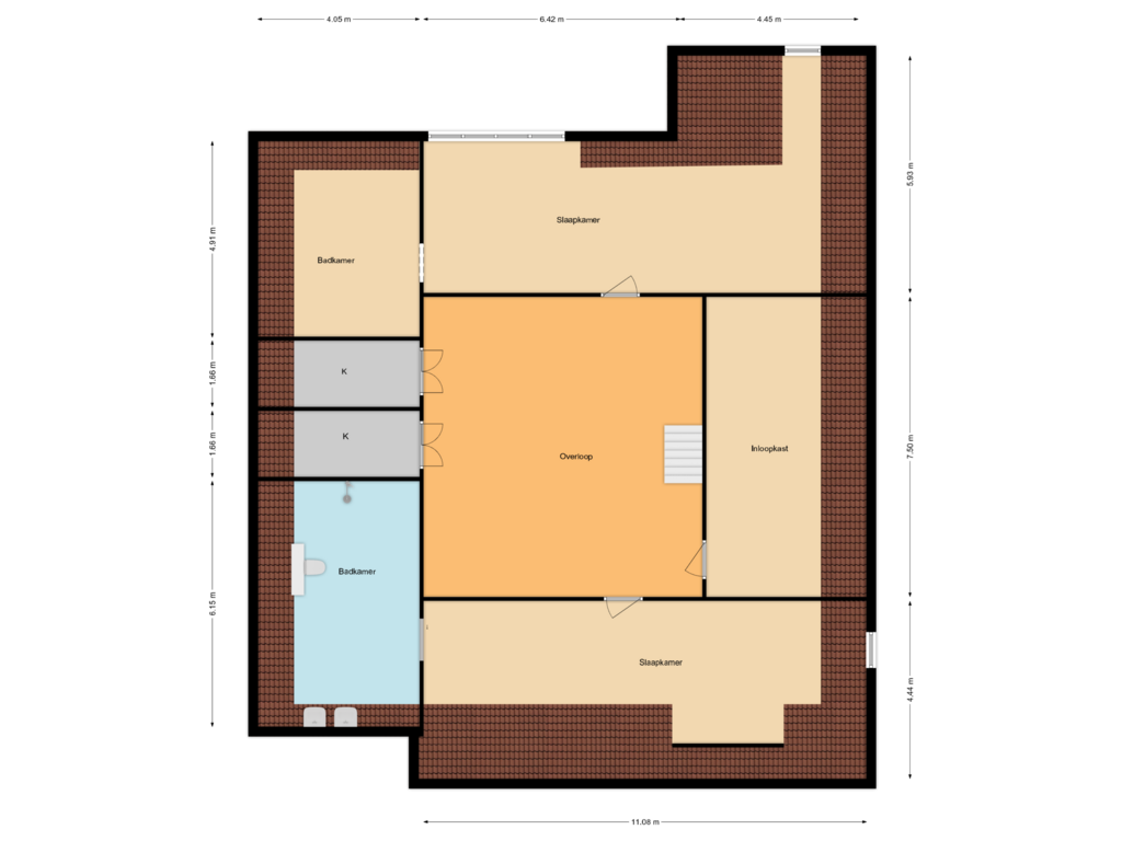 Bekijk plattegrond van 1e verdieping stolp woonboerderij van Herenweg 57