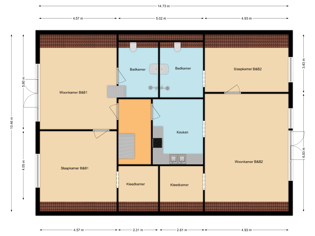 Bekijk plattegrond van 1e verdieping bijgebouw B&B van Herenweg 57