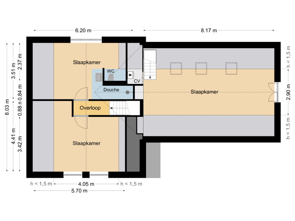 Bekijk plattegrond van 108 Verdieping van Molenbergweg 106