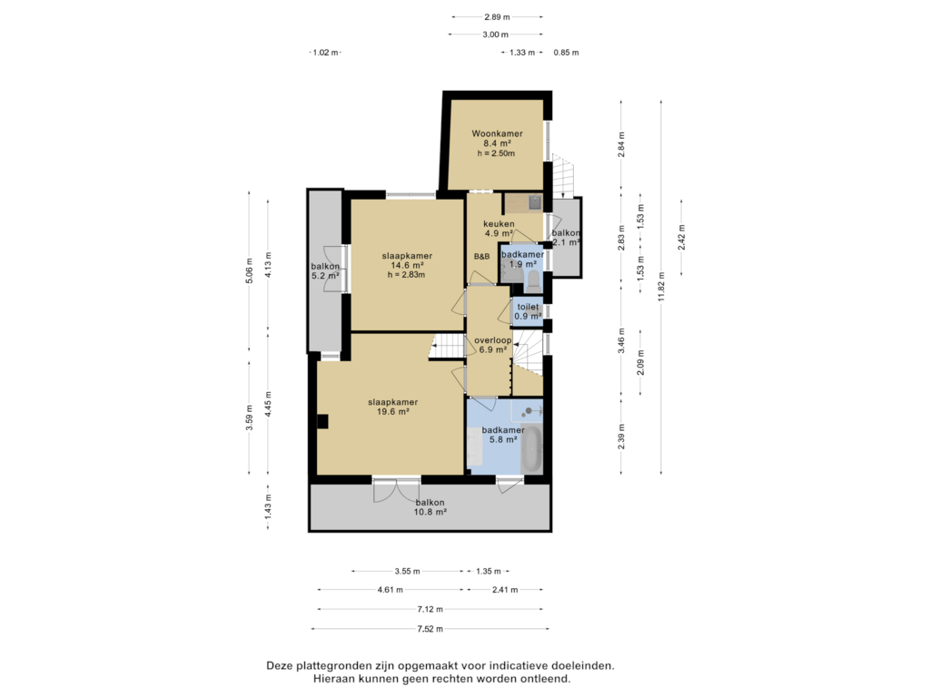 View floorplan of 1e verdieping of Paradijsweg 11